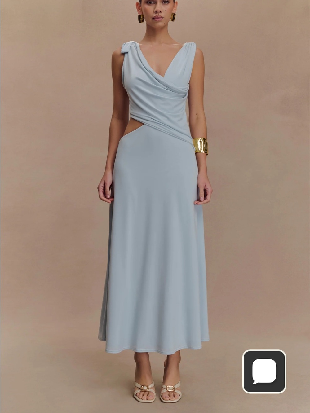 Meshki Powder Blue Side Cutout Midi Dress